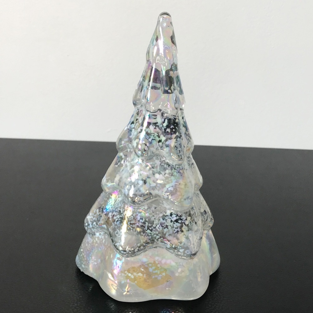 Vintage 7.5 Balos Hand Blown Art Glass AB Aura Iridescence Snow Christmas Tree - Picture 9 of 12
